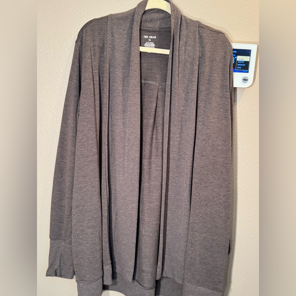 Tek Gear Charcoal Open-Front Draped Cardigan